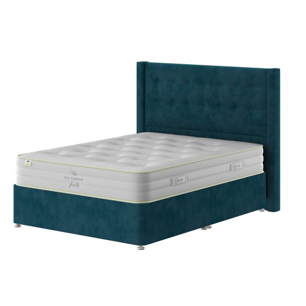 Eco Comfort Breathe Pocket 2000 Divan - Single - 2 Drawers - Platform base - Silver Glide - Maritime Blue