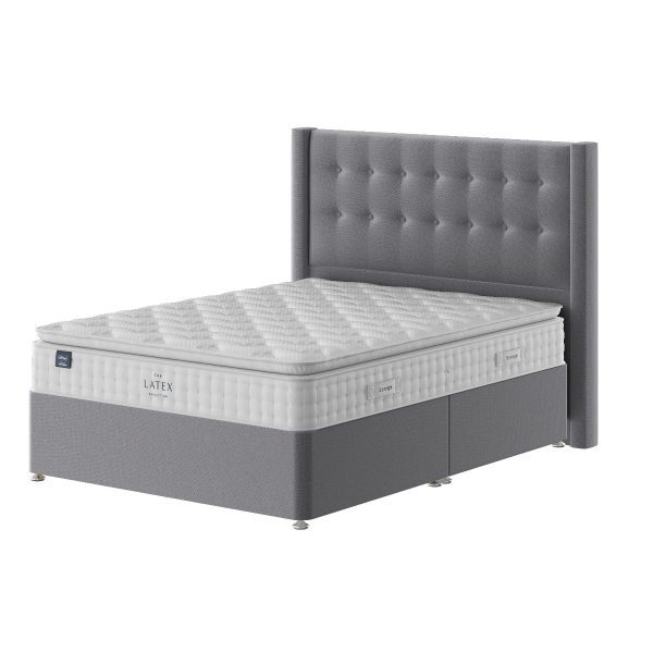 Silentnight Pocket Latex 1000 Divan - Sandstone - King Size - 2 Drawer + Ottoman - Platform base - Silver Castor